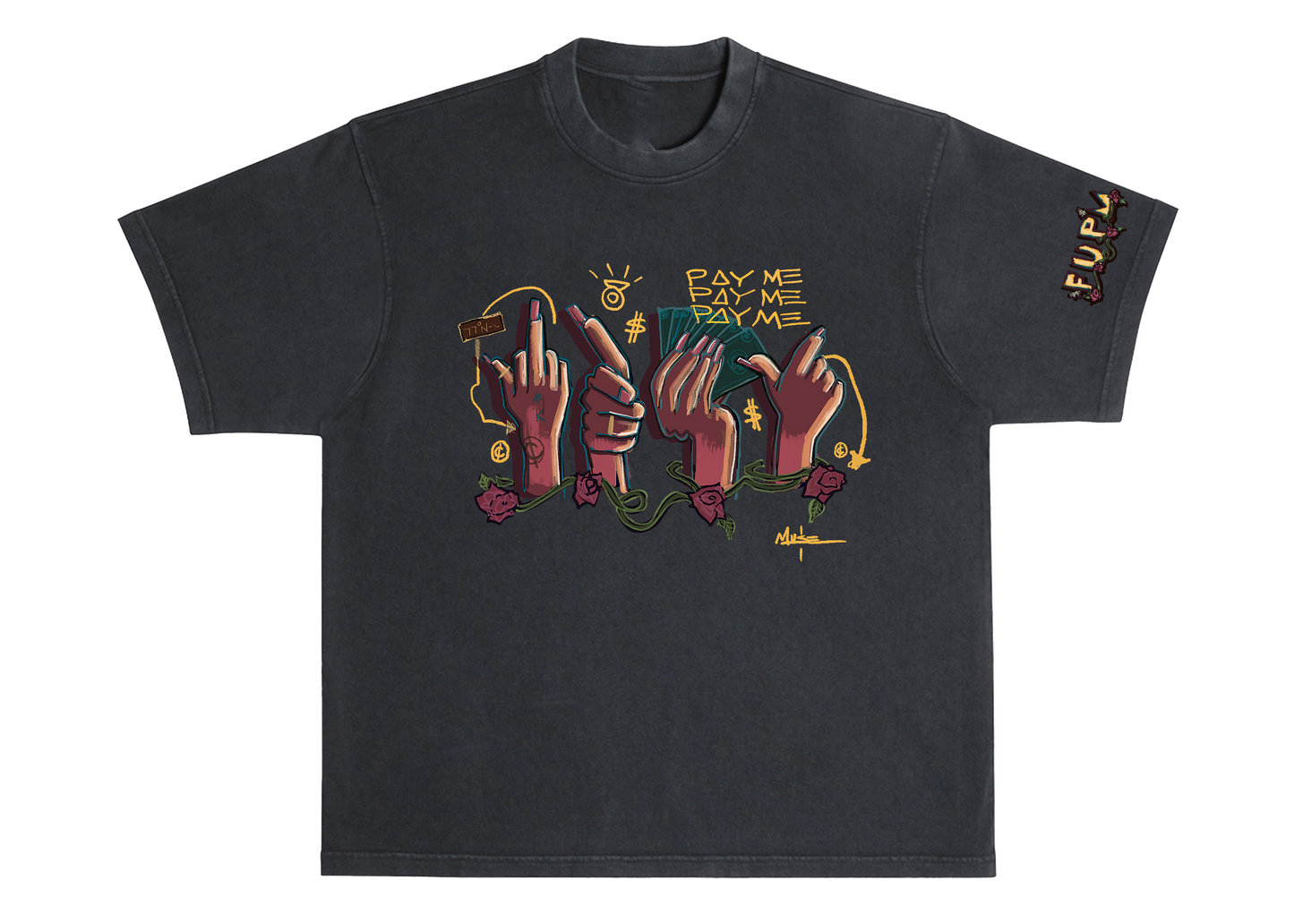 Black F*k U Pay Me Oversized Box Tee